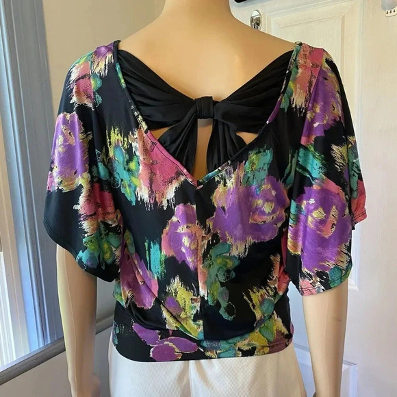 Heart Soul Artsy Abstract Floral Beach Summer Vacation Casual Top Blouse Women S - Picture 7 of 7